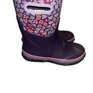Girls bogs purple flower floral rain snow boots youth size 4 4Y